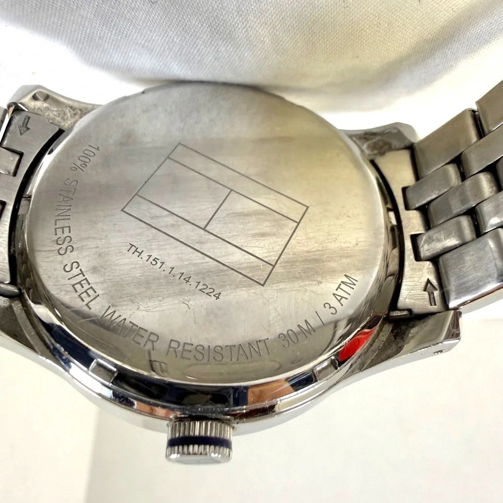 Tommy Hilfiger Men's Date Blue Dial Stainless Steel Wrist Watch Works